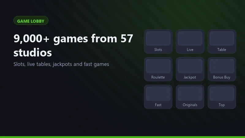 JeetCity game lobby showing slots, jackpot titles and live dealer tables available to Canadian players