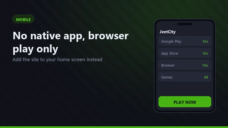 JeetCity casino lobby open in a mobile browser on an Android phone, showing slot tiles and the cashier button