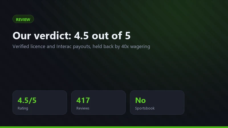 JeetCity Casino review verdict card showing a 4.5 out of 5 rating for Canadian players